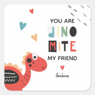 Sticker Carré Dinosaur Valentine