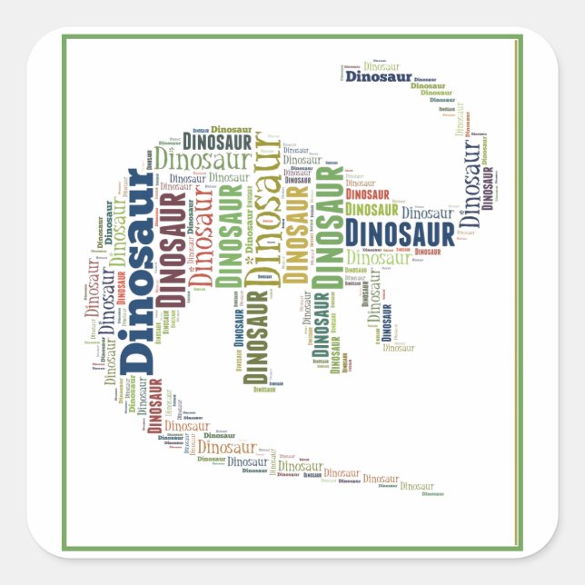 Sticker Carré Dinosaur Word Art (Devant)