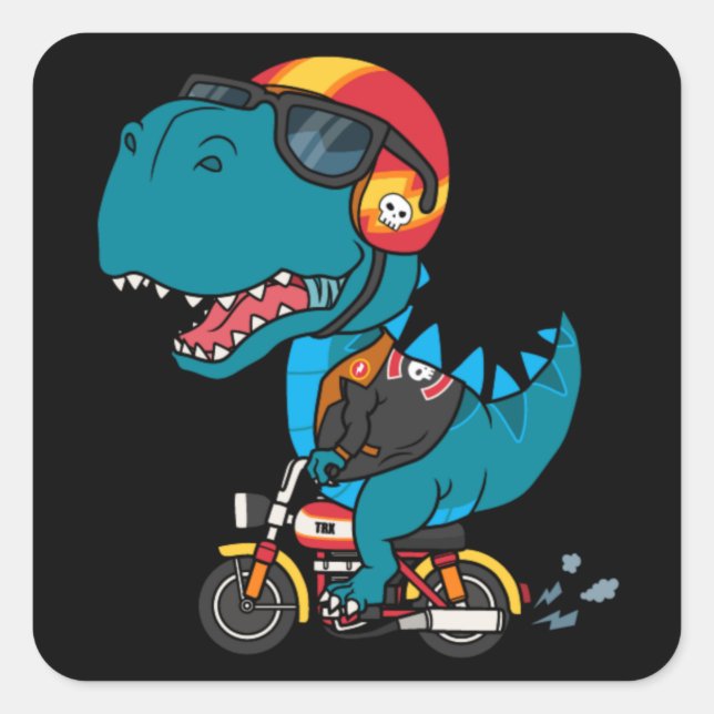 Sticker Carré dinosaure cool à moto (Devant)