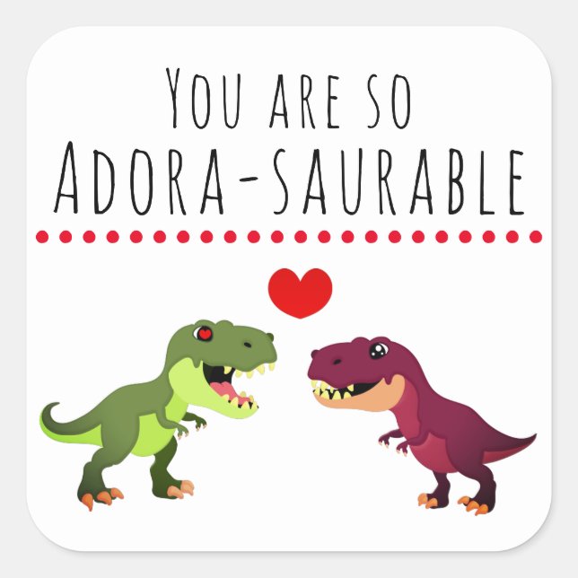 Sticker Carré Dinosaure Couple Couple Love Pun Valentines (Devant)