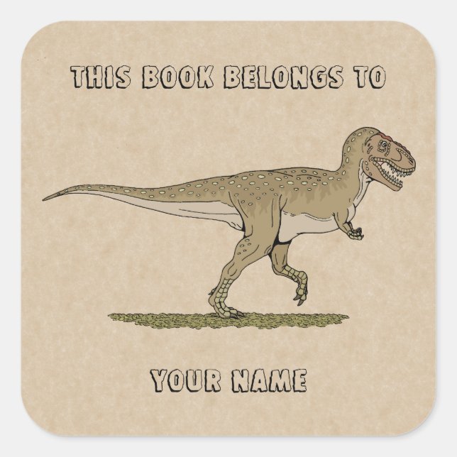 Sticker Carré Dinosaure crétacé Tyrannosaurus rex Plaque d'enreg (Devant)