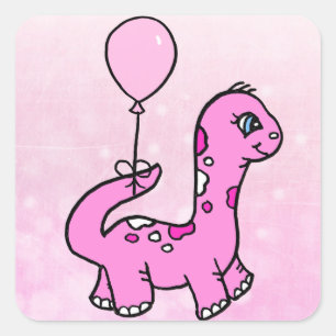 Sticker Carré Dinosaure lunatique avec le ballon