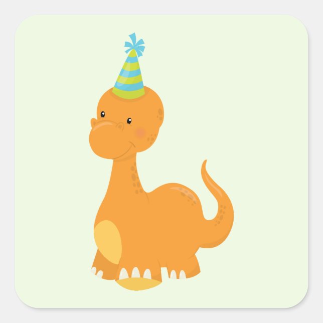 Sticker Carré Dinosaure orange (Devant)