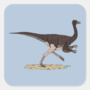 Sticker Carré Dinosaure ornithomimus crétacé