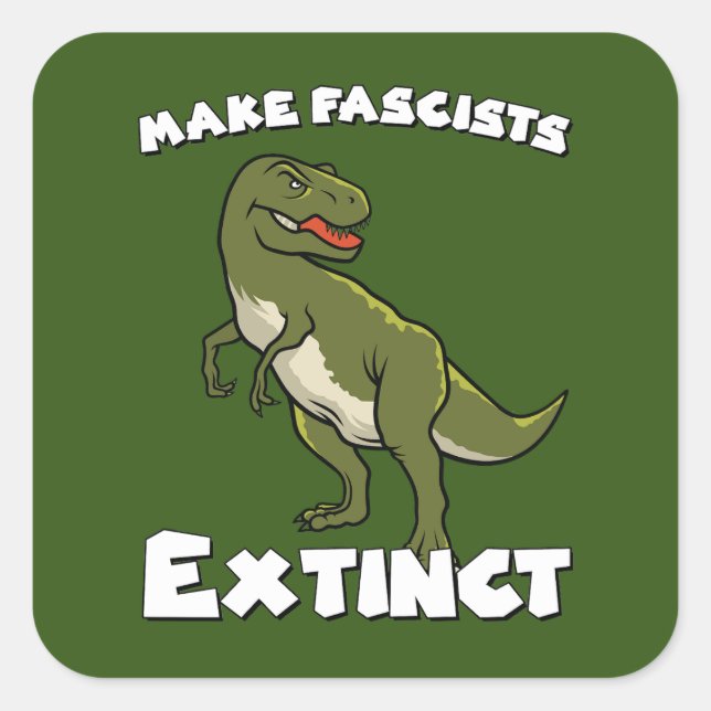 Sticker Carré Dinosaure rétro mignon - Faire disparaître les fas (Devant)