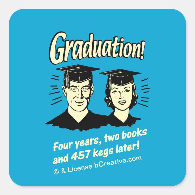 Sticker Carré Diplôme : 4 ans, 2 livres (Devant)