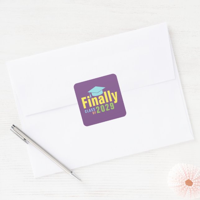 Sticker Carré diplôme amusant coloré finalement (Enveloppe)