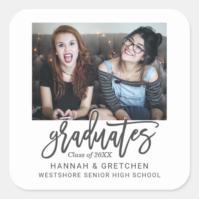 Sticker Carré Diplôme combiné avec photo (Devant)