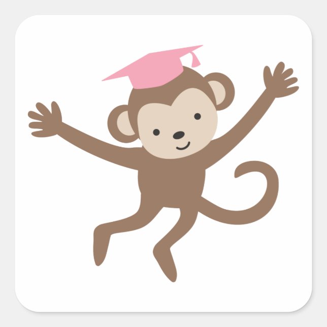 Sticker Carré Diplôme de singe rose (Devant)