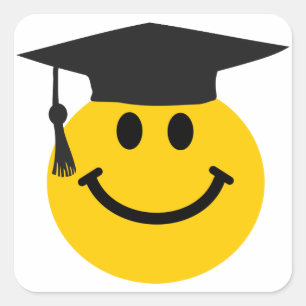 Sticker Carré Diplômé face avec casquette de diplôme