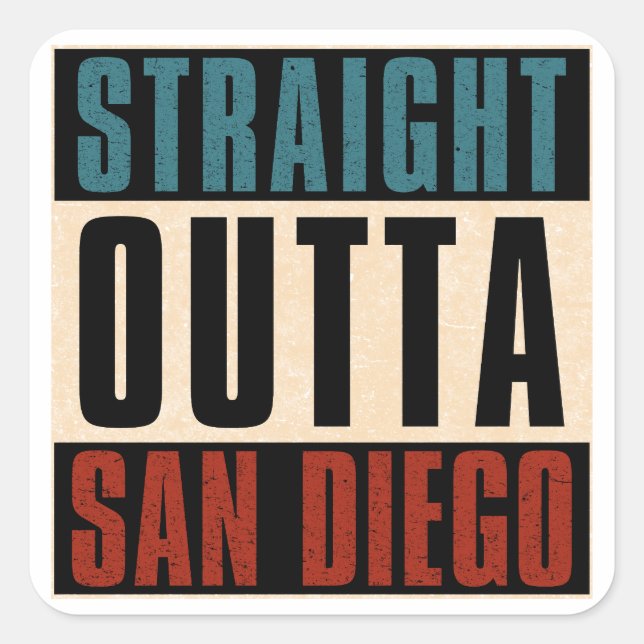 Sticker Carré Directement à San Diego Californie CA USA (Devant)