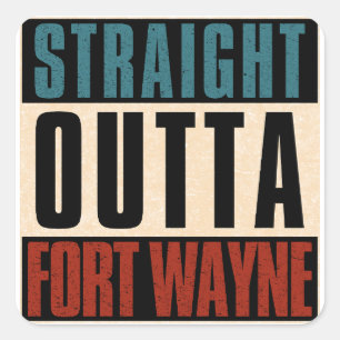 Sticker Carré Directement En Dehors Fort Wayne Indiana IN