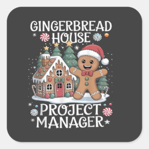 Sticker Carré Directeur de projet Maison en pain d'épices Noël d