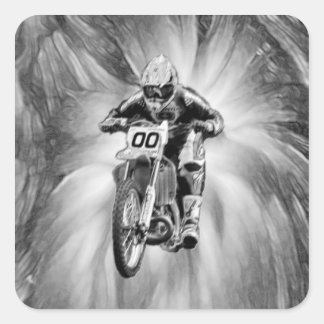 Sticker Carré Dirt Bike Bending Thru Noir/Blanc