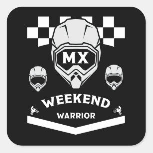 Sticker Carré Dirt Bike Weekend Guerrier Motocross Rider