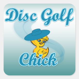 Sticker Carré Disc Golf Chick #3