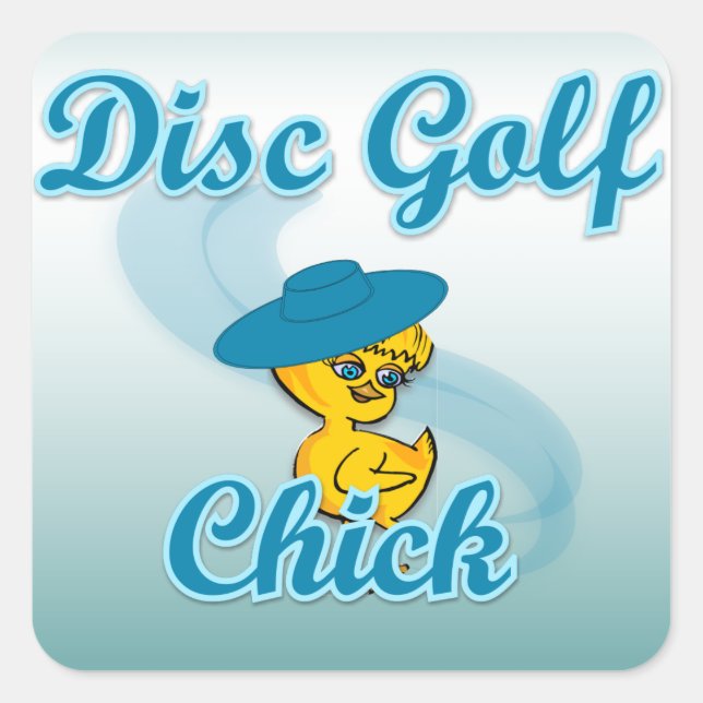 Sticker Carré Disc Golf Chick #3 (Devant)