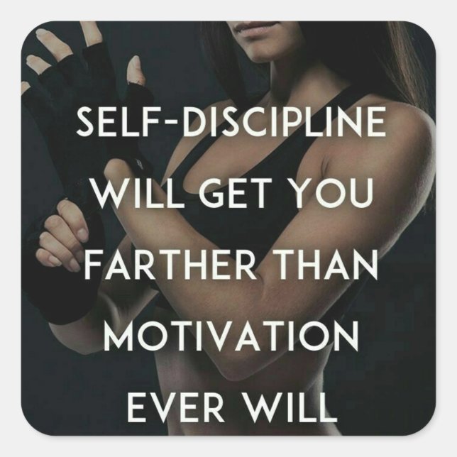 Sticker Carré Discipline vs Motivation - Inspiration de gym pour (Devant)