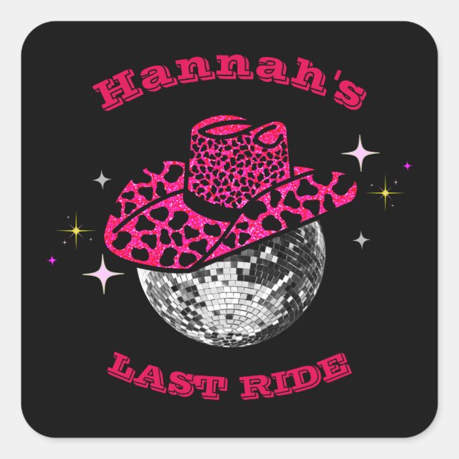 Sticker Carré Disco Cowgirl Bachelorette fête (Devant)