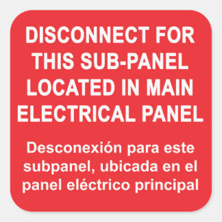 Sticker Carré Disconnect For Sub-Panel Located In Main Panel