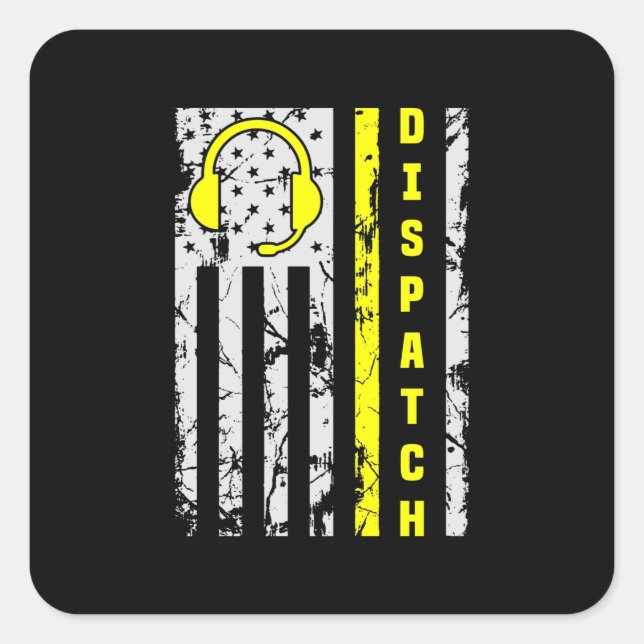 Sticker Carré Dispatcher de ligne d'or mince de l'opérateur d'ex (Devant)