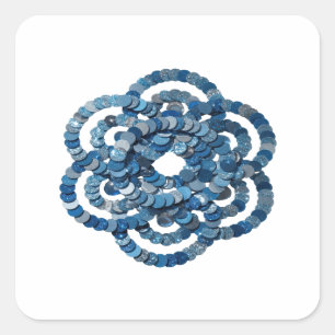 Sticker Carré Disques brillants bleus pailletés ornés de