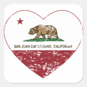 Sticker Carré dist de coeur de San Juan Capistrano de drapeau de