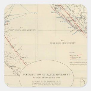 Sticker Carré Distribution de mouvement de terrain en Californie