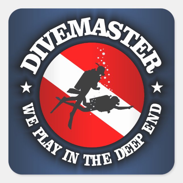 Sticker Carré Divemaster (extrémité profonde) (Devant)