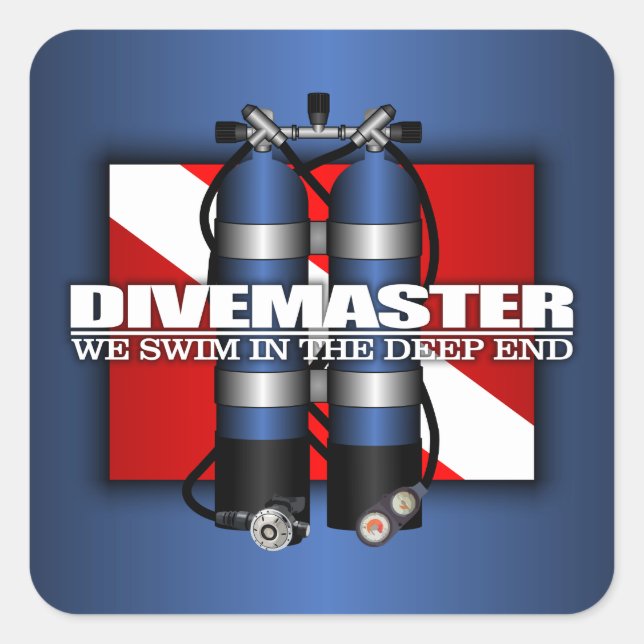 Sticker Carré Divemaster (Réservoirs de plongée) (Devant)