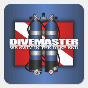 Sticker Carré Divemaster (Réservoirs de plongée)