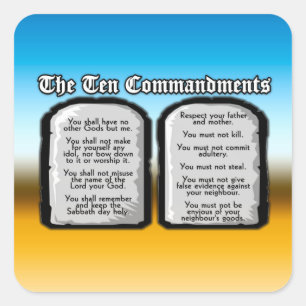 Sticker Carré Dix commandements de la Sainte Bible, la loi de