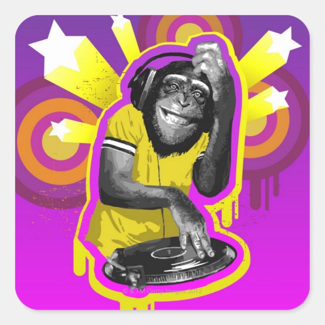 Sticker Carré DJ Chimpanzé (Devant)