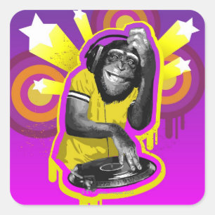 Sticker Carré DJ Chimpanzé