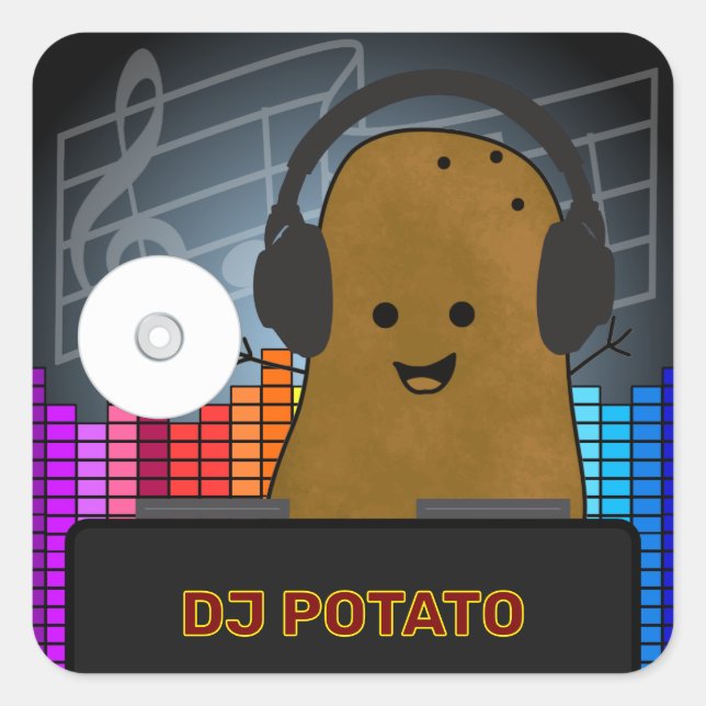 Sticker Carré DJ Potato Personnalisé (Devant)