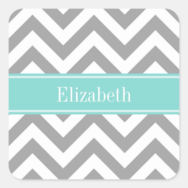 Sticker Carré Dk Gray White LG Chevron Turquoise (Devant)