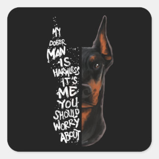 Sticker Carré Doberman Chien Dit Un Cadeau Sans Dommage