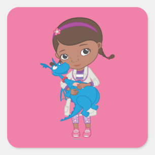 Sticker Carré Doc McStuffins tenant du Stuffy
