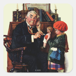 Sticker Carré Docteur et poupée