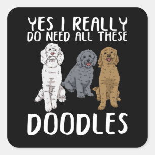 Sticker Carré Dog Doodle Maman Cadeaux Papa Labradoodle Doodle