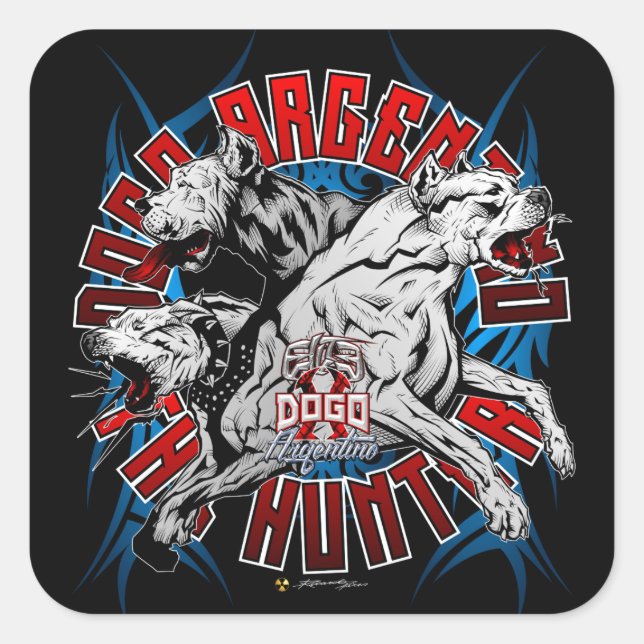 Sticker Carré Dogo Argentino Le Chasseur (Devant)