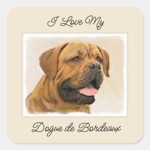 Sticker Carré Dogue de Bordeaux Peinture - Cute Original Chien A