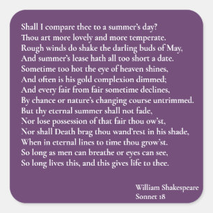 Sticker Carré Dois-je te comparer à un jour d'été ? sonnet 18