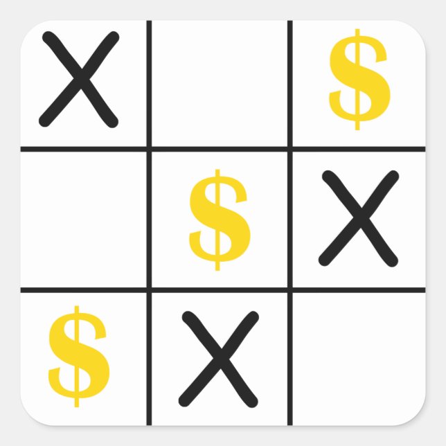 Sticker Carré Dollar Tic Tac Toe (Devant)