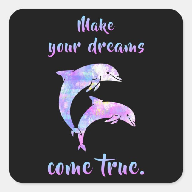 Sticker Carré Dolphins Dauphin Animal Mer Océan Eau Drôle Drôle  (Devant)