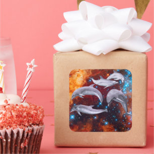 Sticker Carré Dolphins étoilés