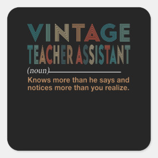 Sticker Carré Don de l'enseignant | Assistant enseignant Vintage
