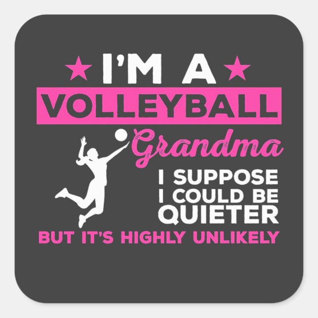Sticker Carré Don du joueur de volley-ball | Grandma de volley-b (Devant)