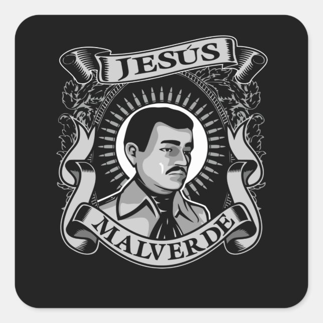 Sticker Carré Don Jesus Malverde Héros mexicain Jesus Malverde (Devant)