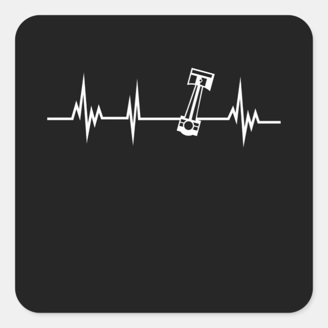 Sticker Carré Don Piston Heartbeat pour les amateurs de voiture (Devant)